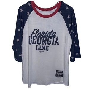 Florida Georgia Line Official Red, White & Blue American Flag Baseball Tee